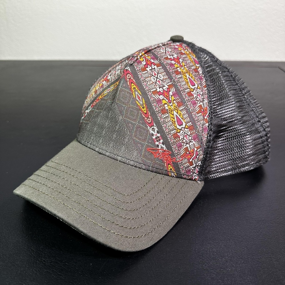 PrAna Hat Cap Snap Back One Size Green Tribal Print Mesh Trucker U5VIVA115